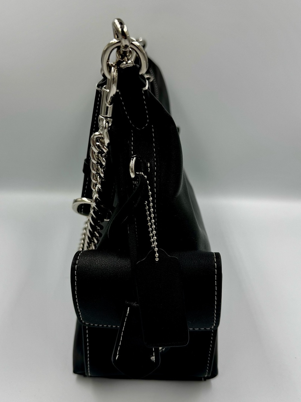Coach Black Leather Shoulder Bag With Detachable leather and chain Straps - Picture 4 of 16